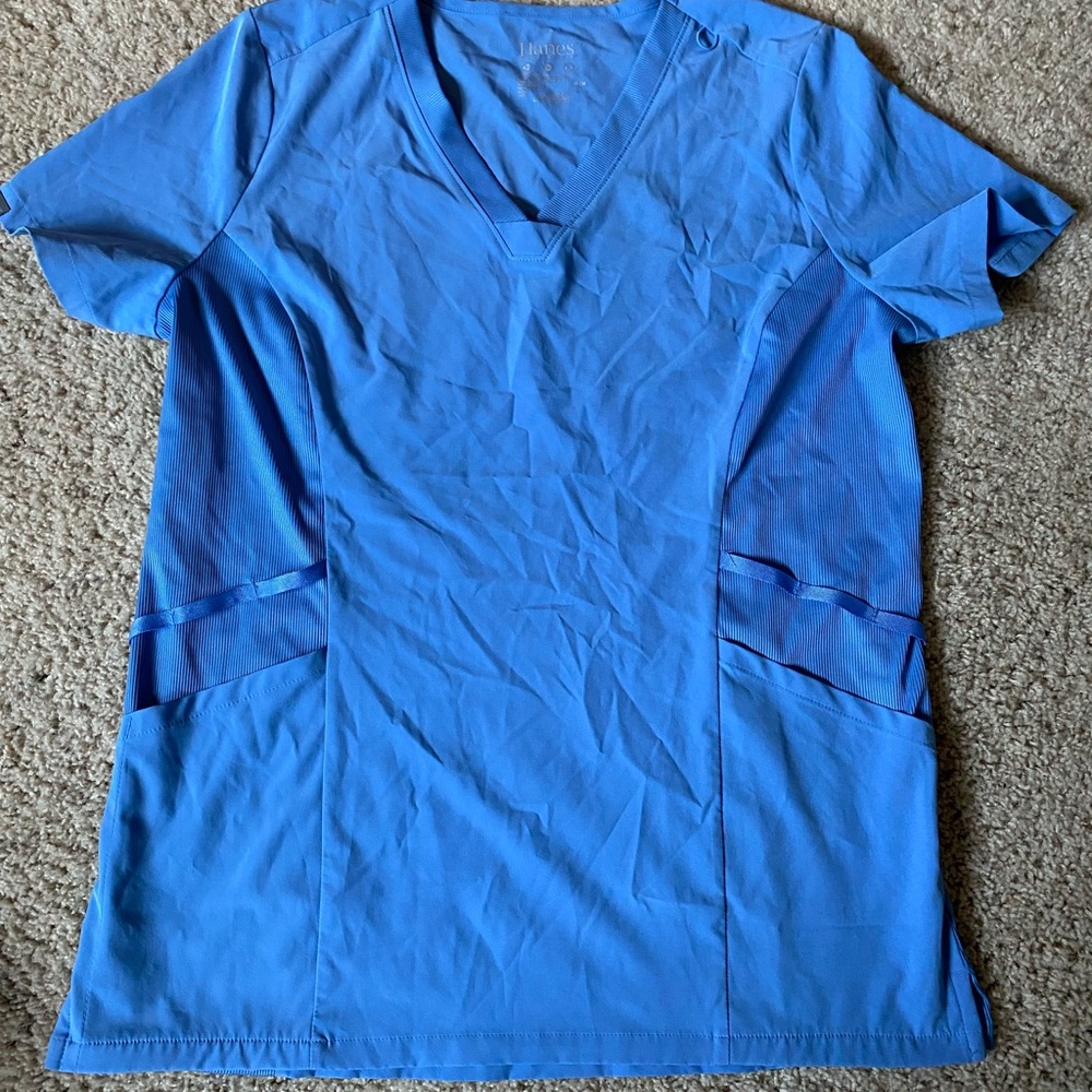 Light blue women’s scrub top & pant set